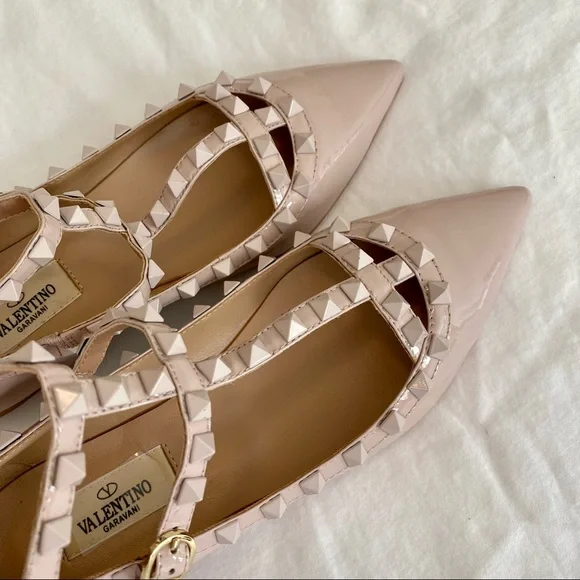SOLD - Valentino Nude Patent Leather Rockstud Caged Ballet Flat - Picture 2 of 15